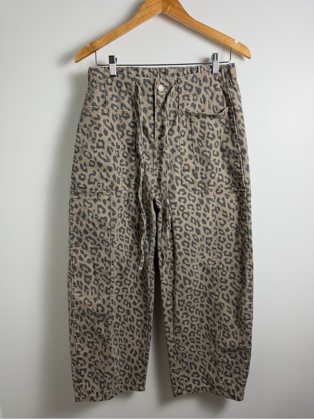 Leopard Print Barrel Leg Utility Pants Size 10